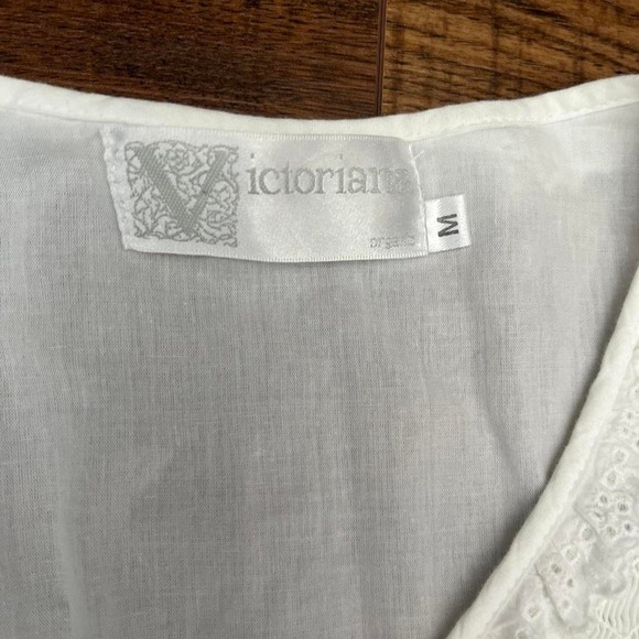 Victoriana White Cotton Prairie Dress Women M Cottagecore Coquette Lace Boho - Picture 4 of 7